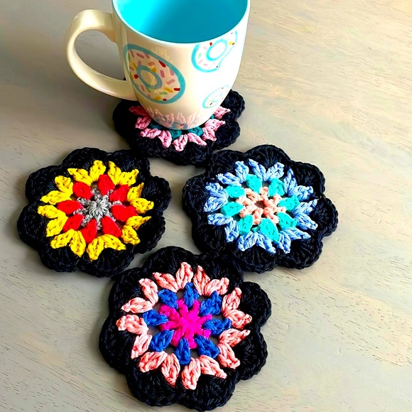 Hand Crafted Other - Crochet Coaster Set of 4 Hand Crafted Crochet Granny 100% Cotton Made By Seller